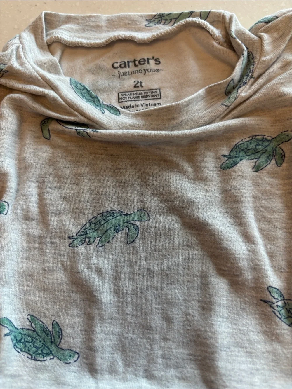 Carters Three Kids Pajama Sets - Blue Stripe & Light Gray Animal Prints